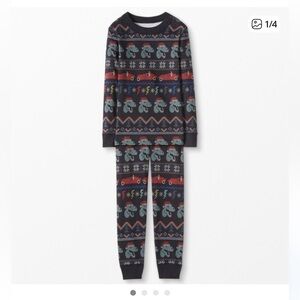 NWT Hanna Andersson Holiday Dinosaur Fair Isle Long John Pajamas